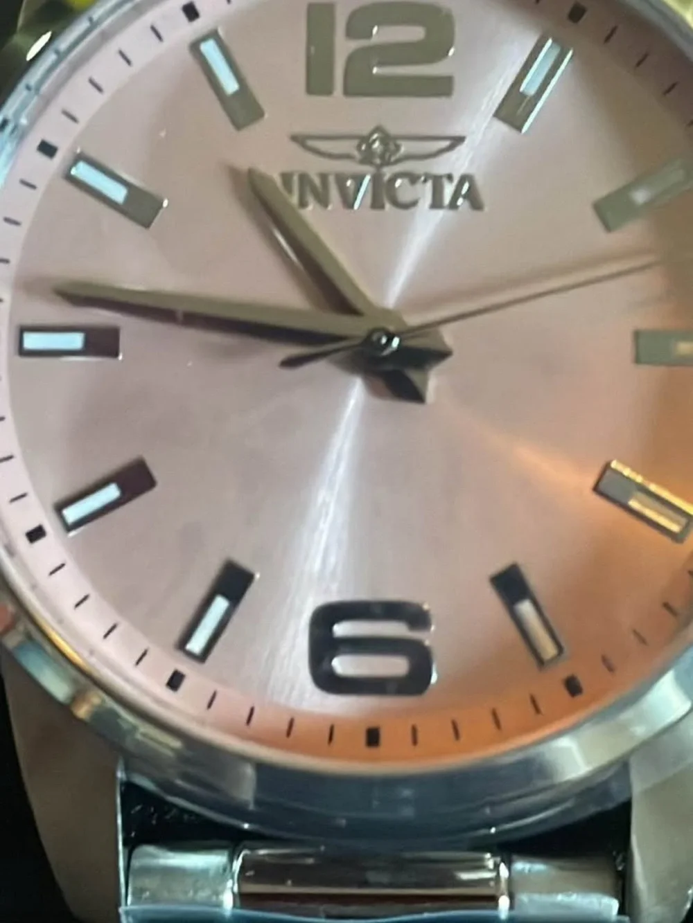 Invicta Men’s Silver Watch with Pink Sunray Dial